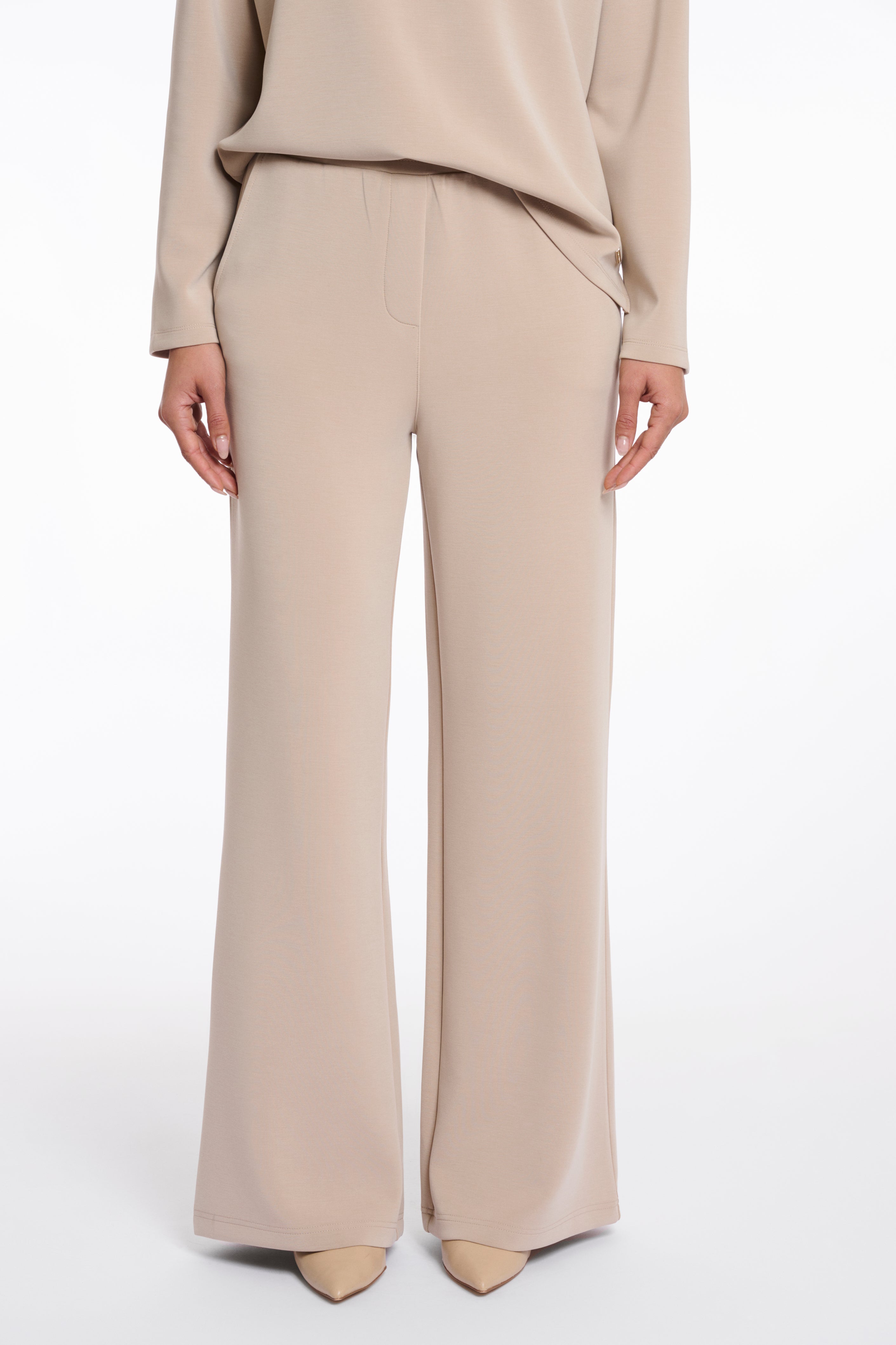 Rino & Pelle Wide Straight Leg Trousers Hose in Desert Beige