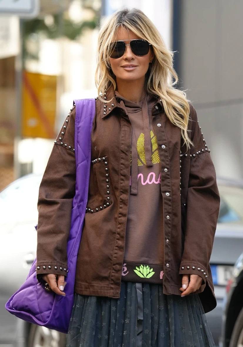 Miss Goodlife Jeans Bluse Studs – chocolate