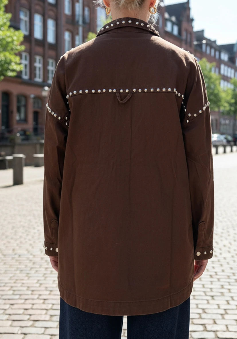Miss Goodlife Jeans Bluse Studs – chocolate