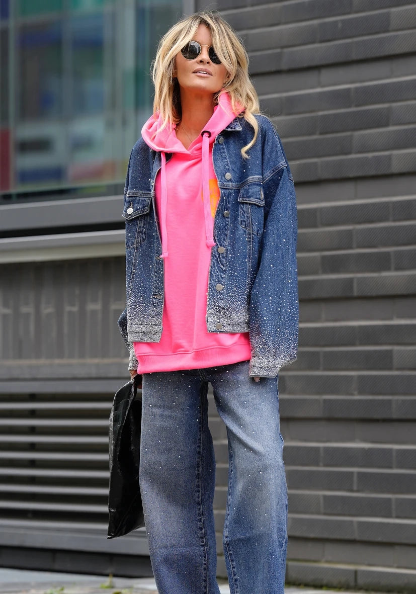 Miss Goodlife Jeans Jacket Glitter – blue