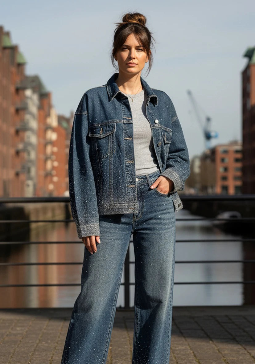 Miss Goodlife Jeans Jacket Glitter – blue