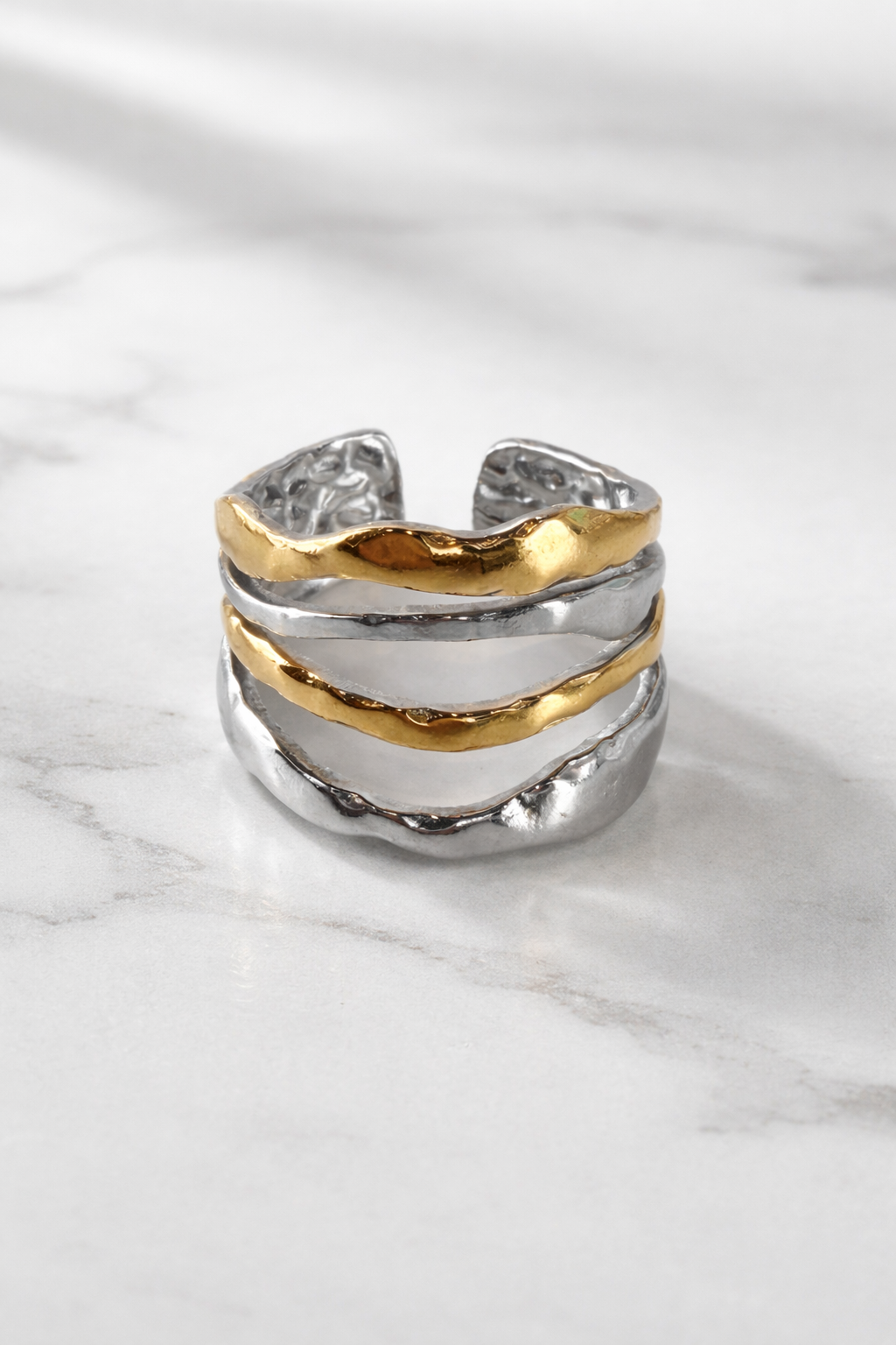 Dual Flow Ring Edelstahl + 18K Gold Plated