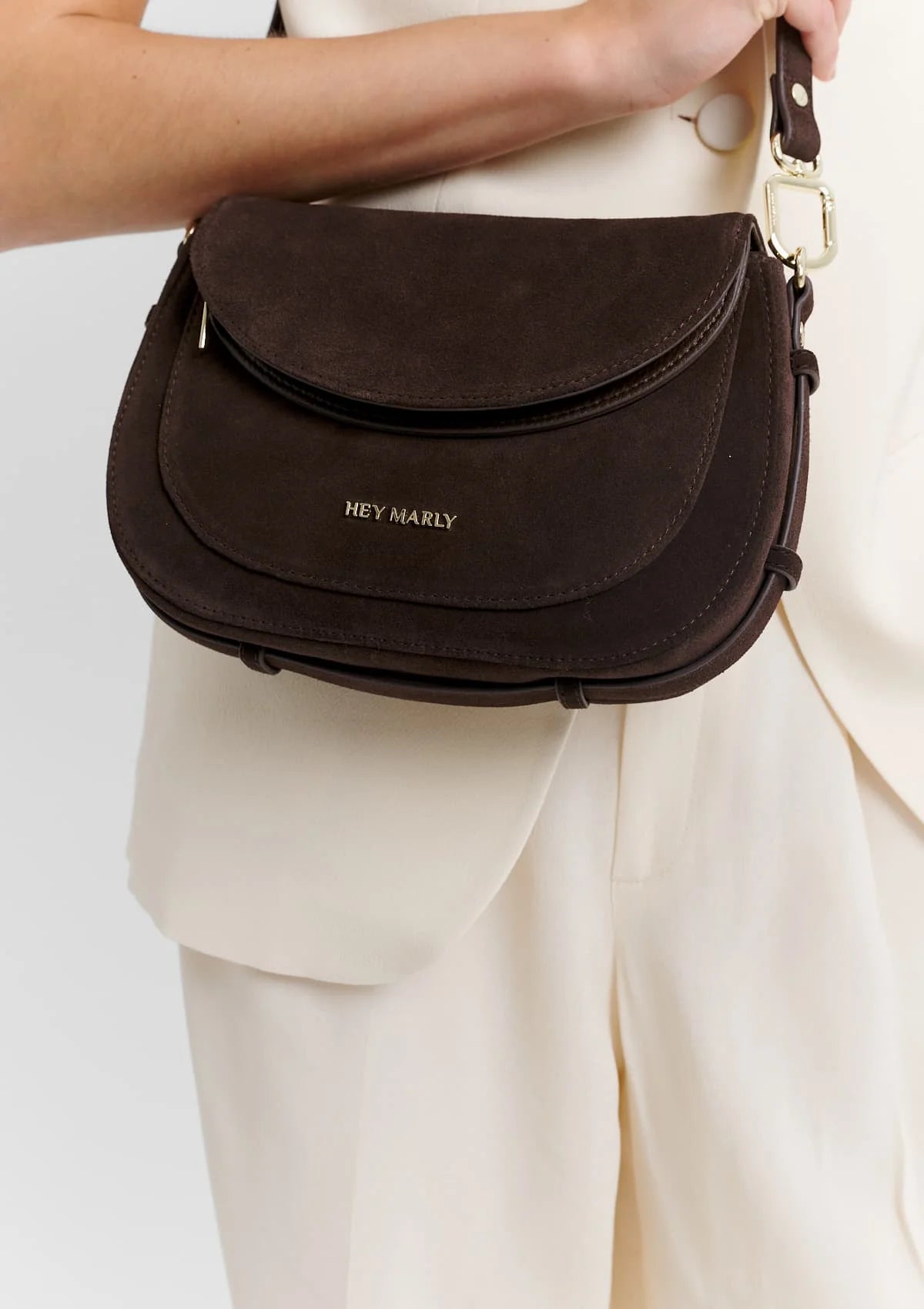 Hey Marly Tasche BIG SISTER SUEDE - COFFEE