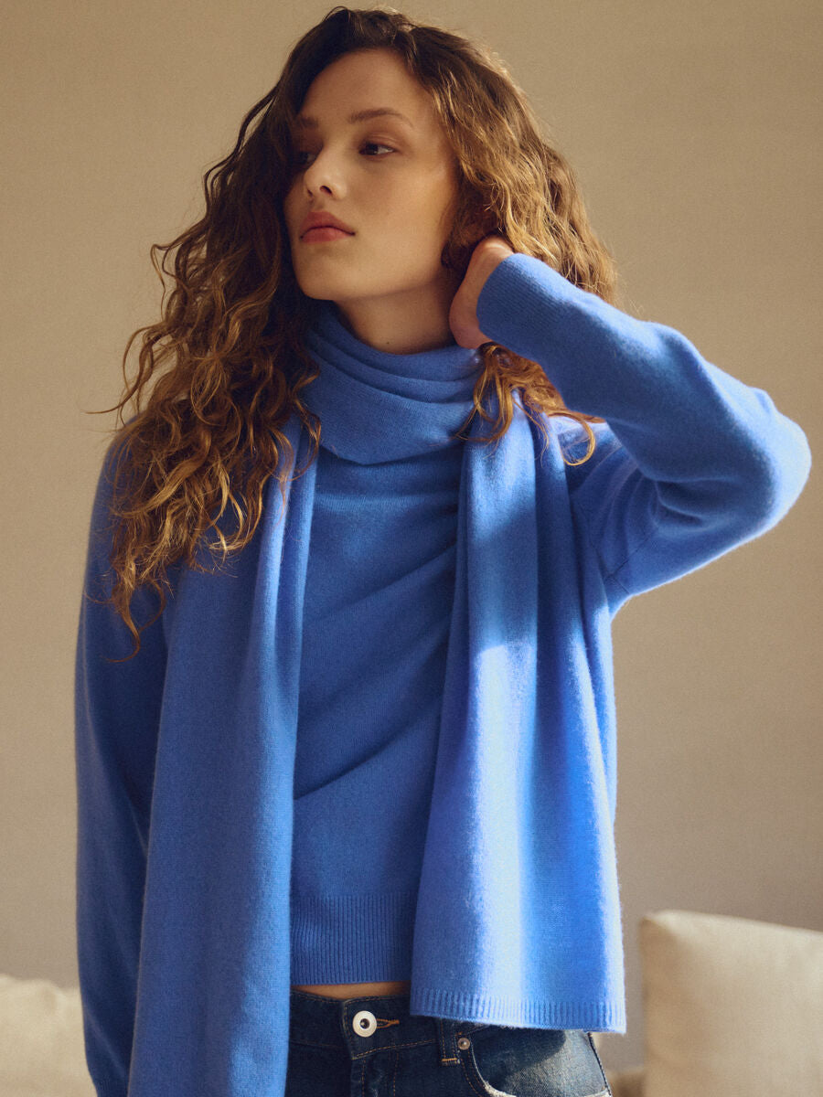 Repeat Cashmere Azur Weicher Bio-Kaschmir-Feinstrickschal