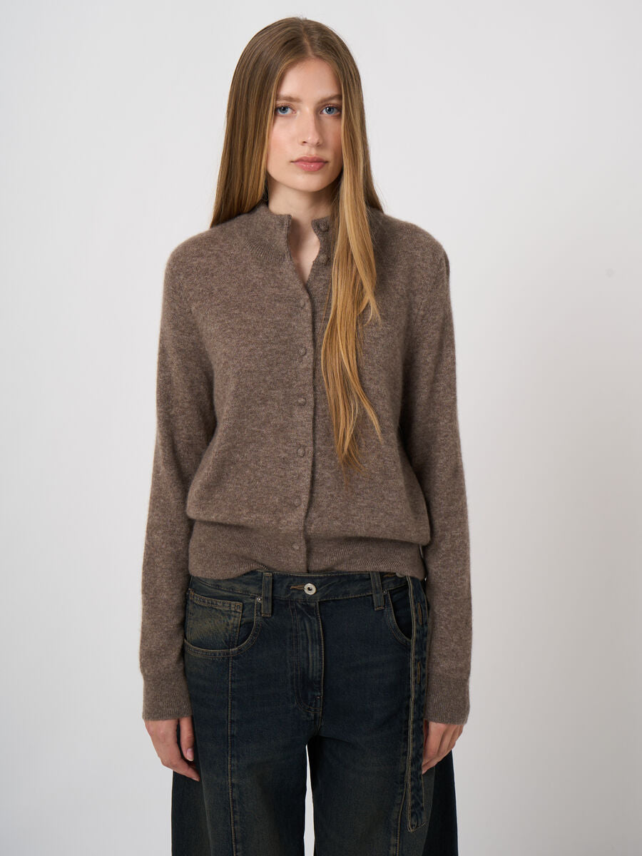 Repeat Cashmere Kaschmir-Seiden-Strickjacke Mit Stehkragen