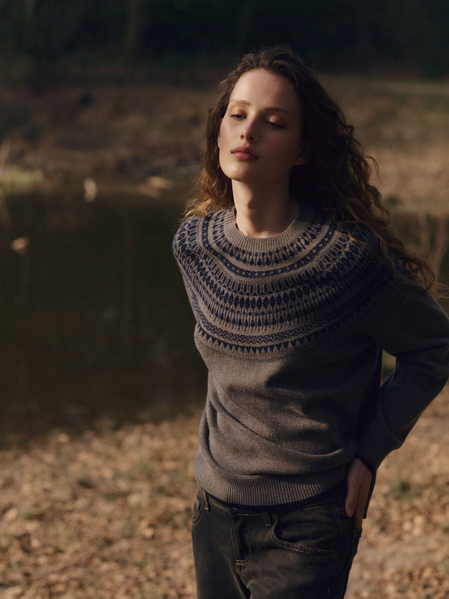 Repeat Cashmere Woll-Kaschmir-Feinstrickpullover Mit Intarsienpasse
