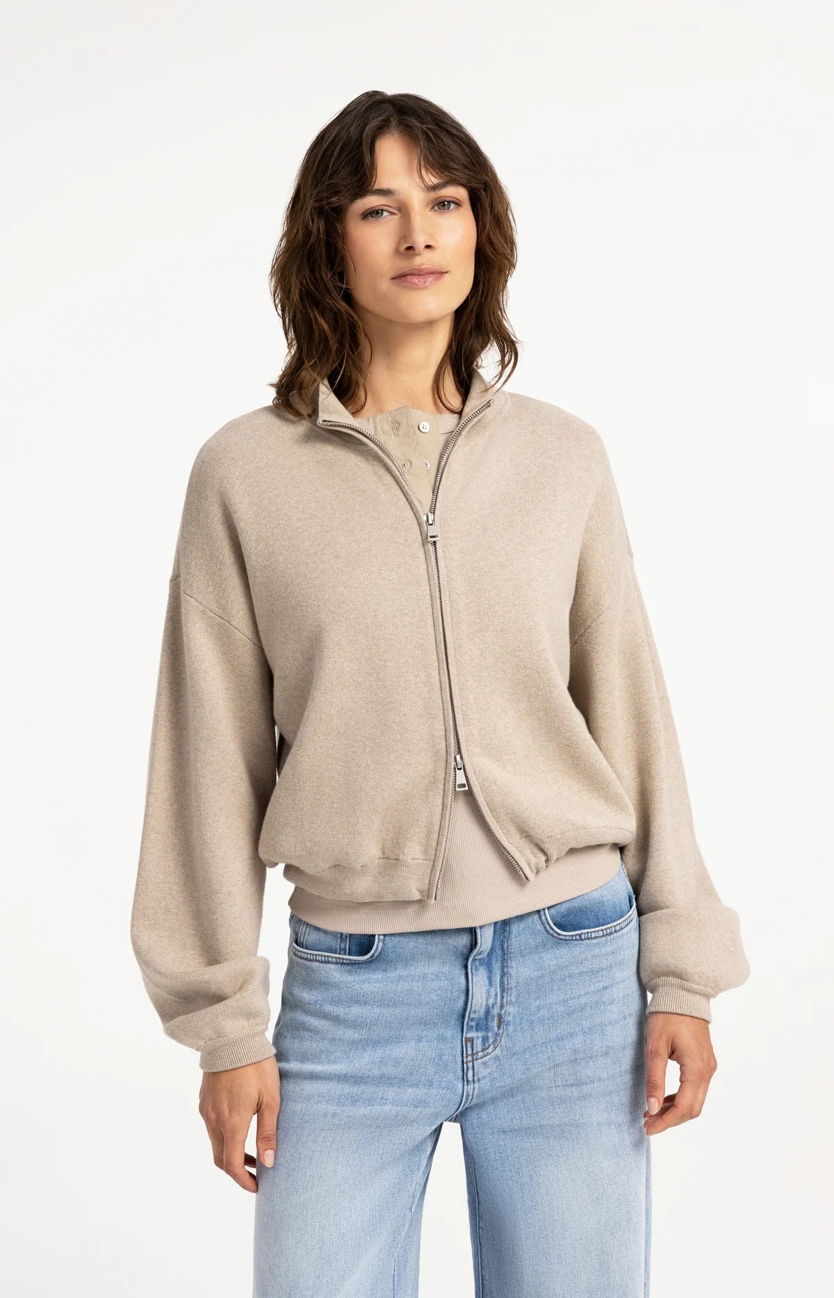 YAYA Strick-Cardigan mit Jacquardmuster und Reißverschluss