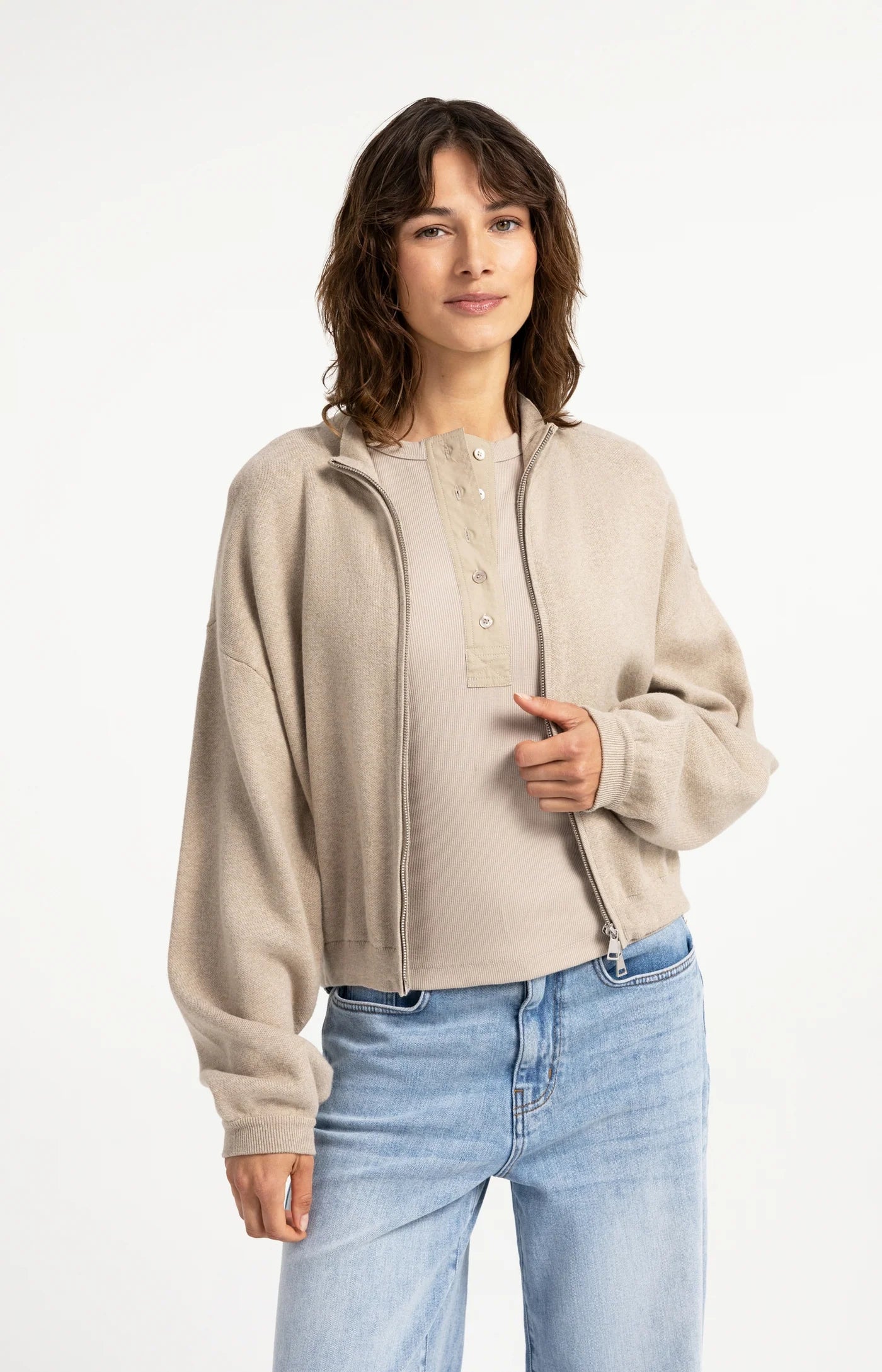 YAYA Strick-Cardigan mit Jacquardmuster und Reißverschluss