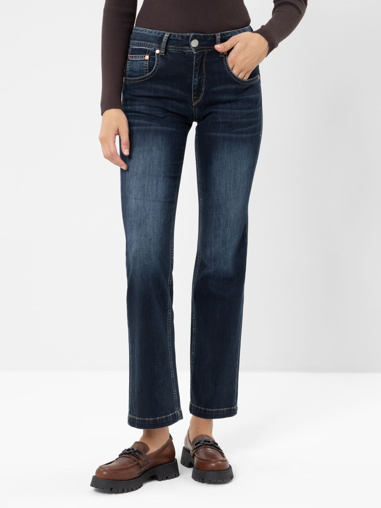 Herrlicher Edna Flared Jeans mit Recycelter Baumwolle Dark Sea