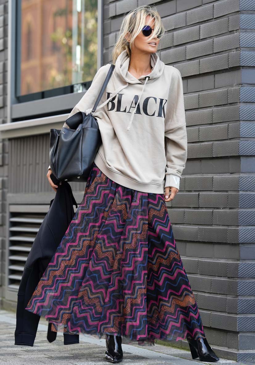 Miss Goodlife Maxi-Rock Zic Zac Love Tüll – anthracite