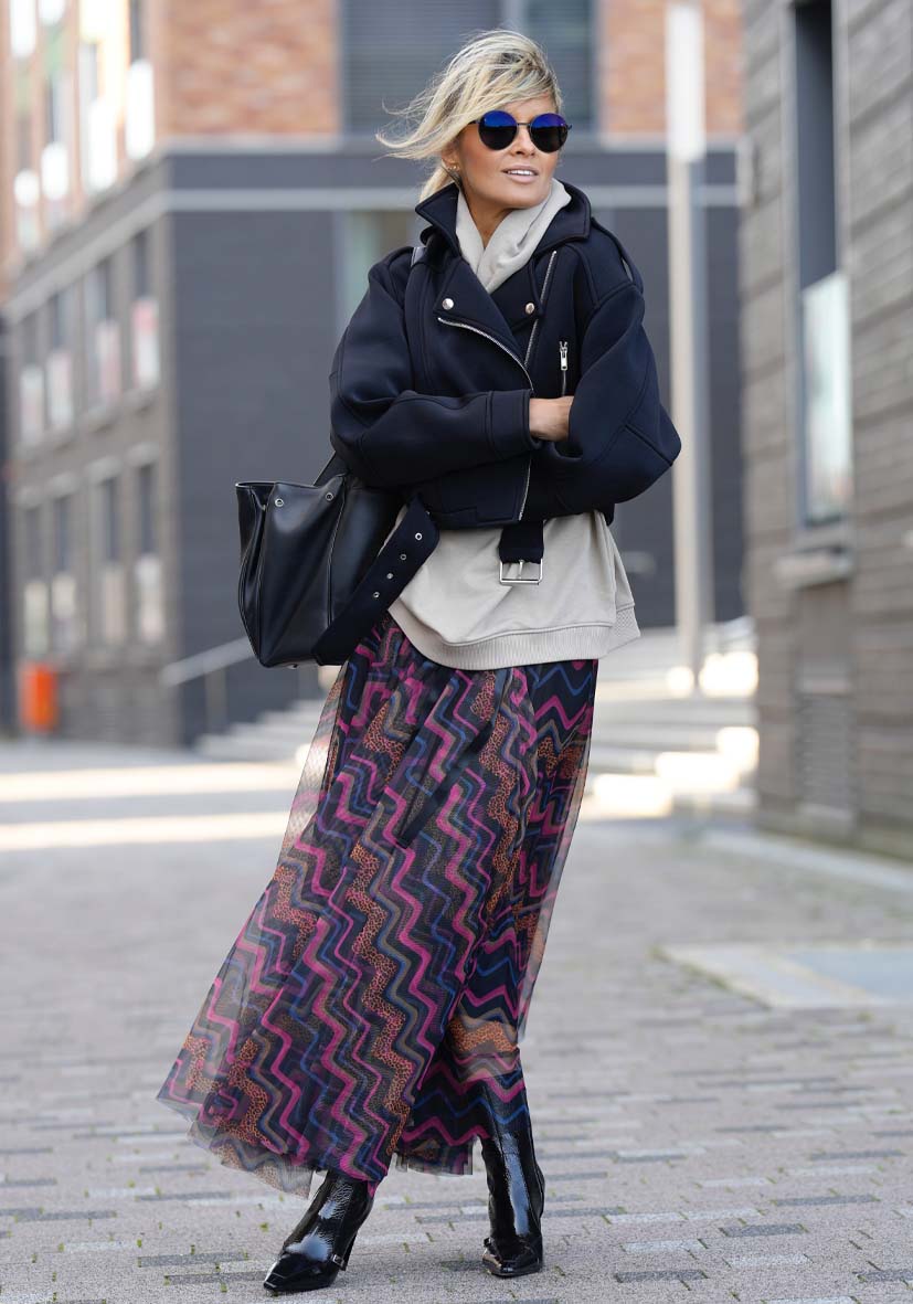 Miss Goodlife Maxi-Rock Zic Zac Love Tüll – anthracite