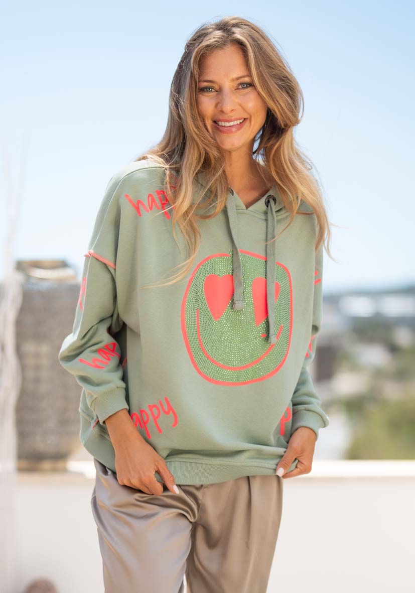 Miss Goodlife Hoodie Happy Heartface Strass