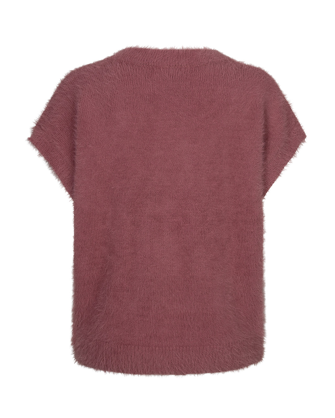 Red Button Sleeveless Fuzzy Pullunder Mauve