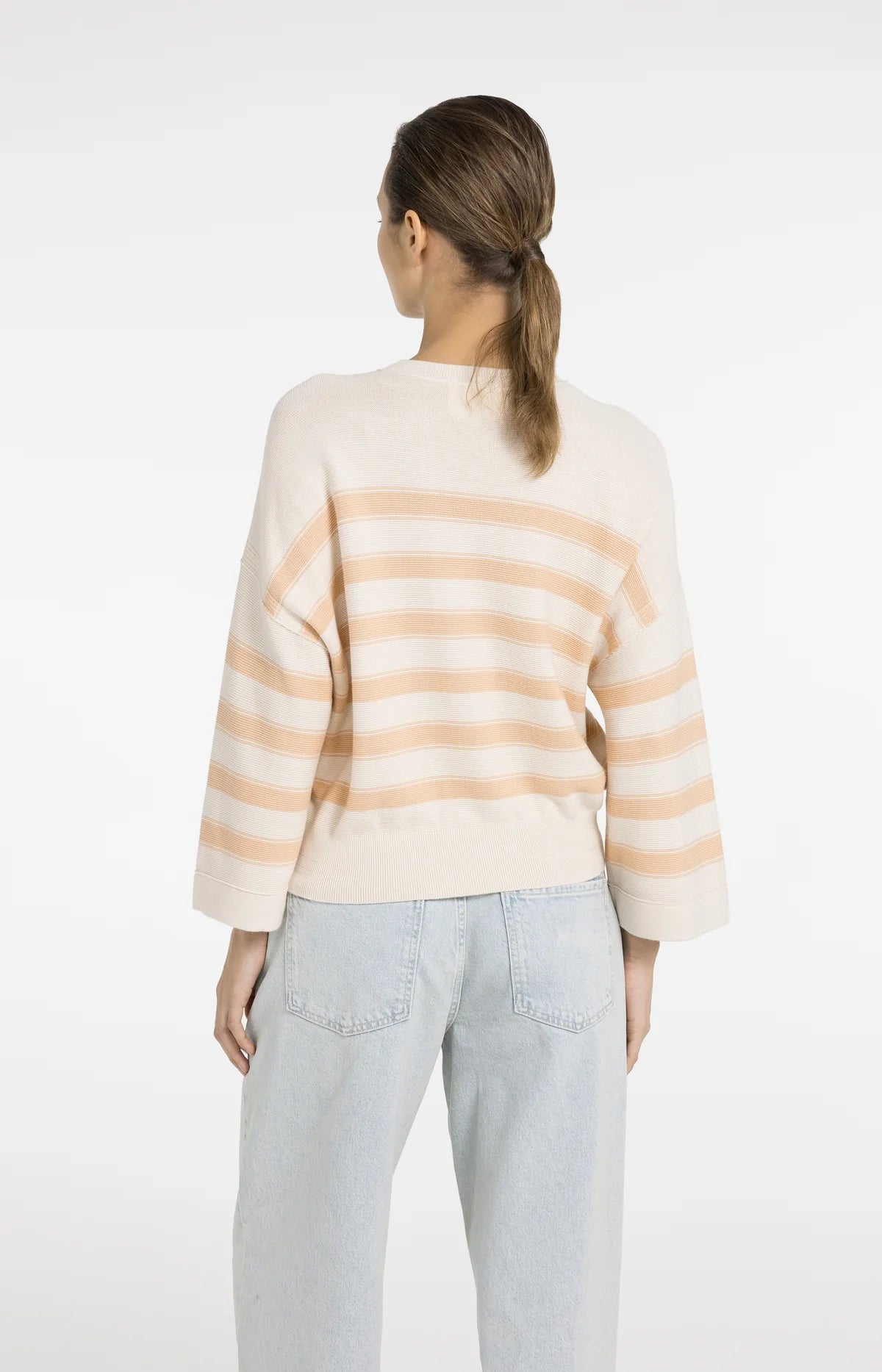 YAYA Sommerstrick Pullover mit weiten Ärmel in Beige Orange