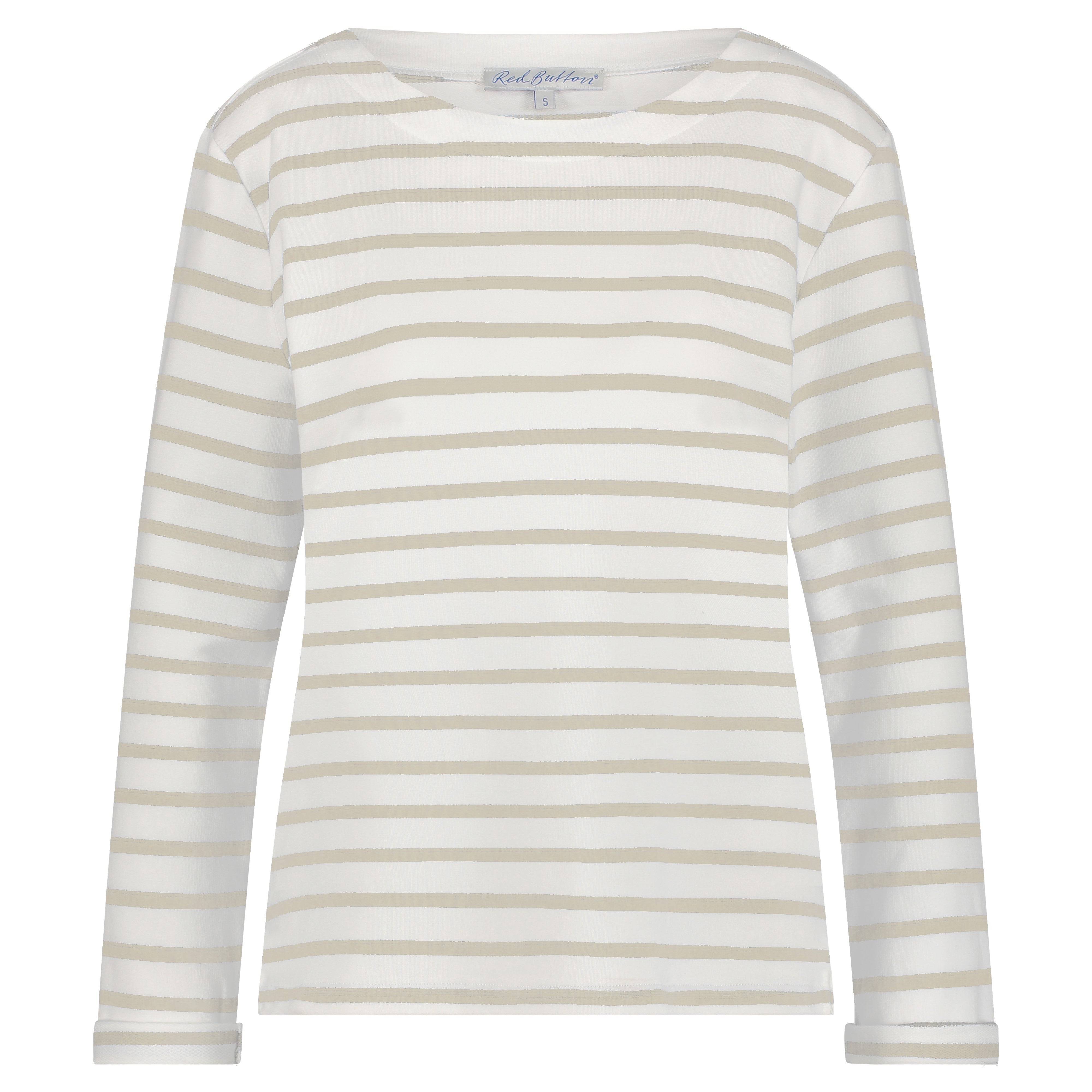 Red Button Streifen Oberteil Shirt Terry