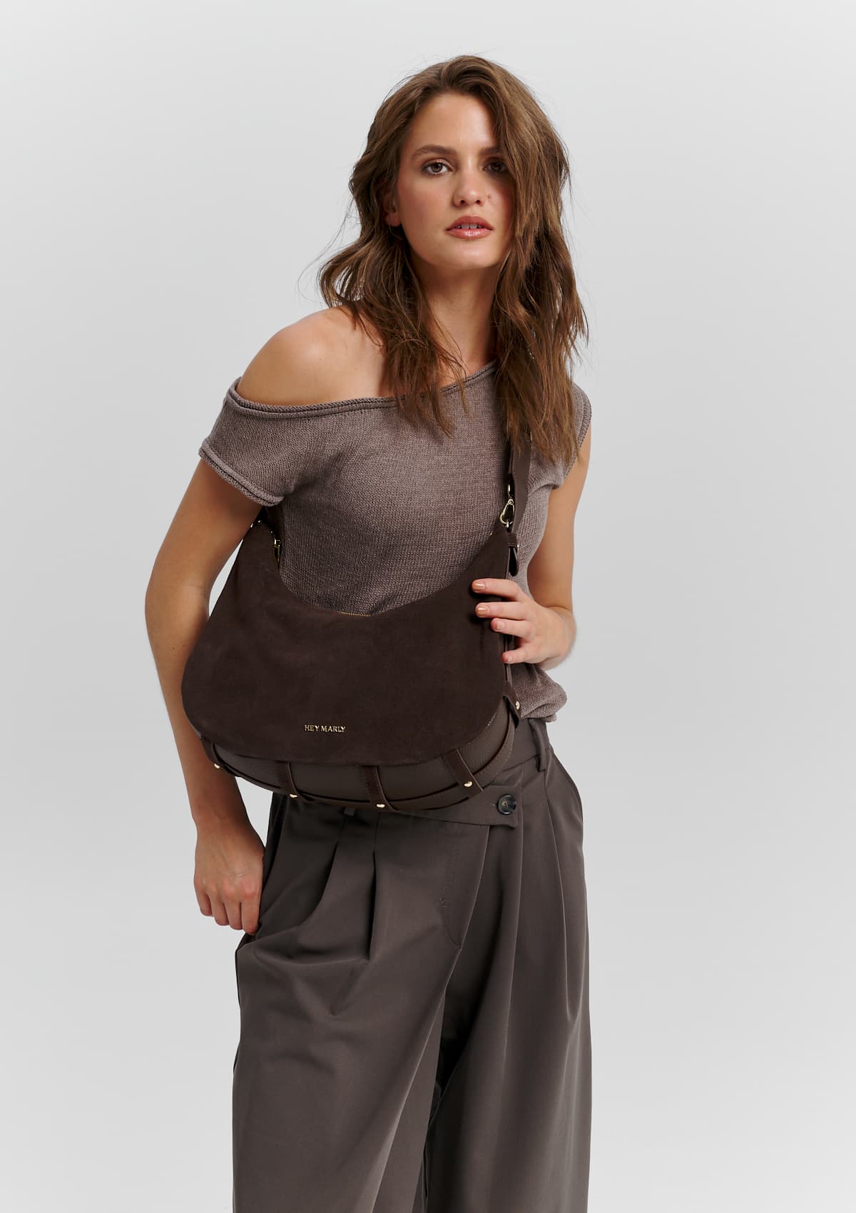 Hey Marly Tasche LIFETIME SISTER SUEDE M - COFFEE