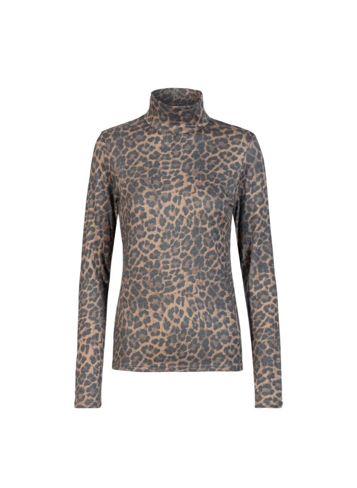 Herrlicher Leoprint Jersey Stehkragenshirt
