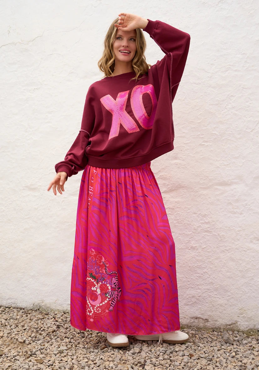 Miss Goodlife Roundneck XO Paillette - Bordeaux