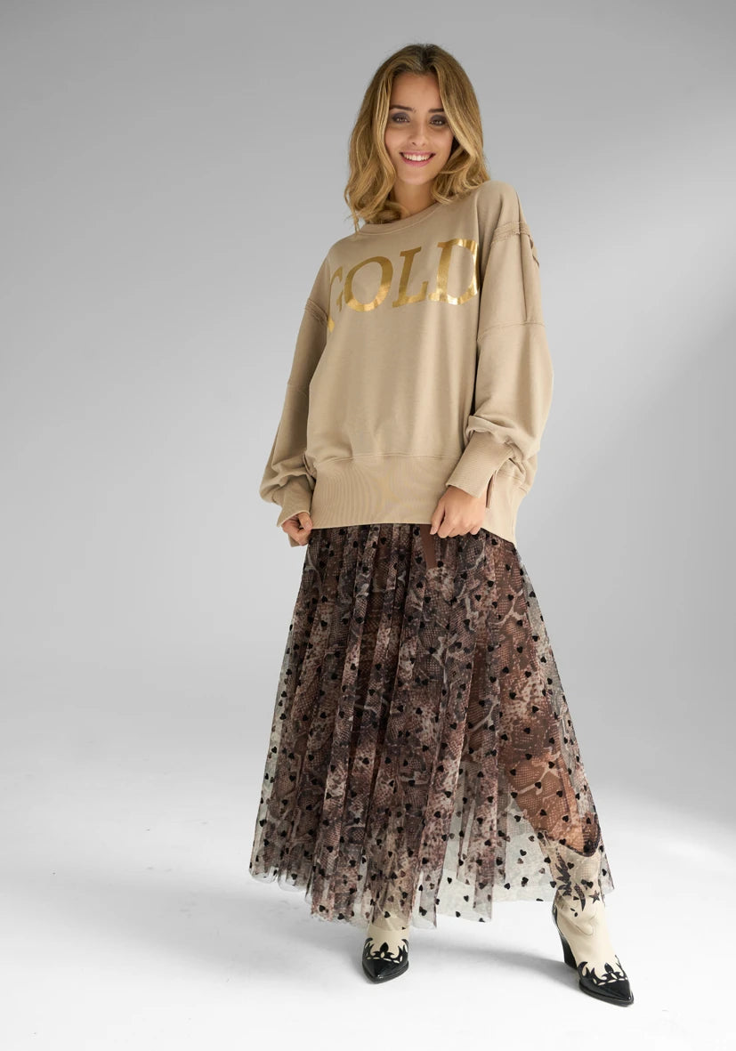 Miss Goodlife Roundneck Sweater Gold – sand