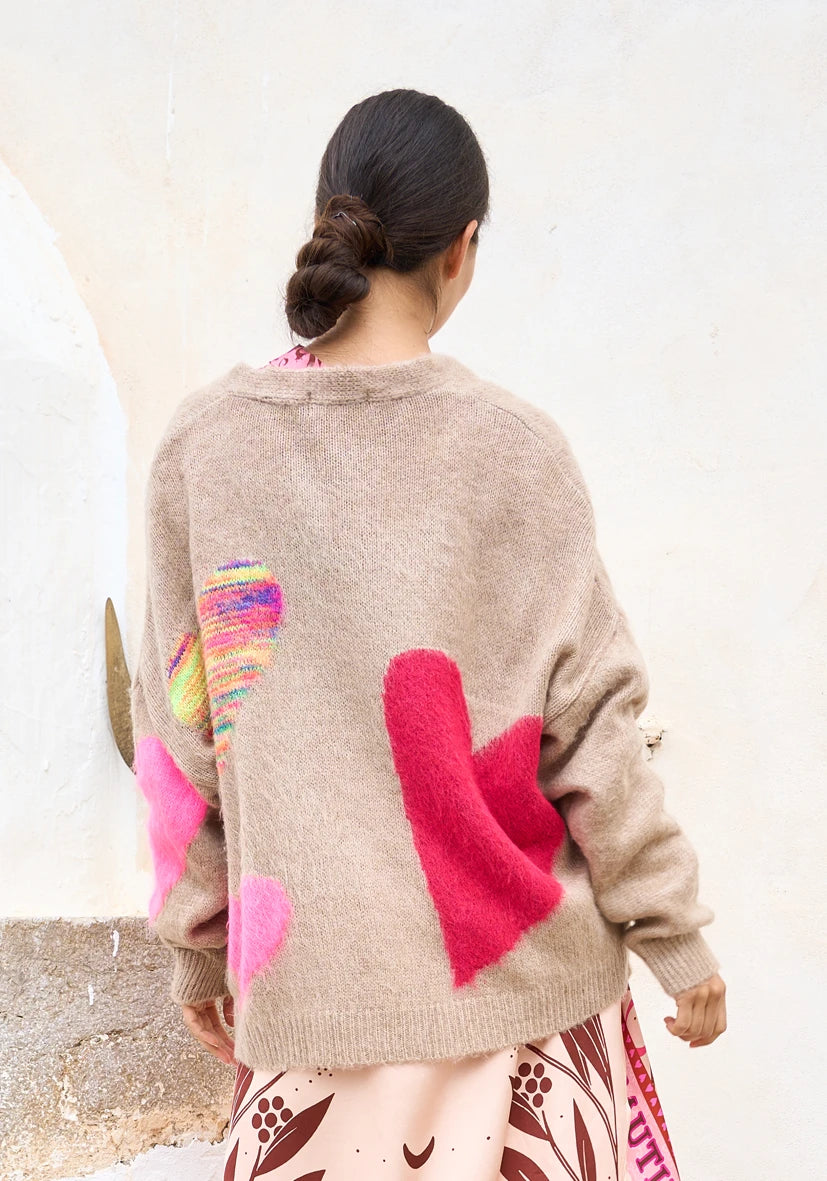 Miss Goodlife Cardigan Hearts – sand