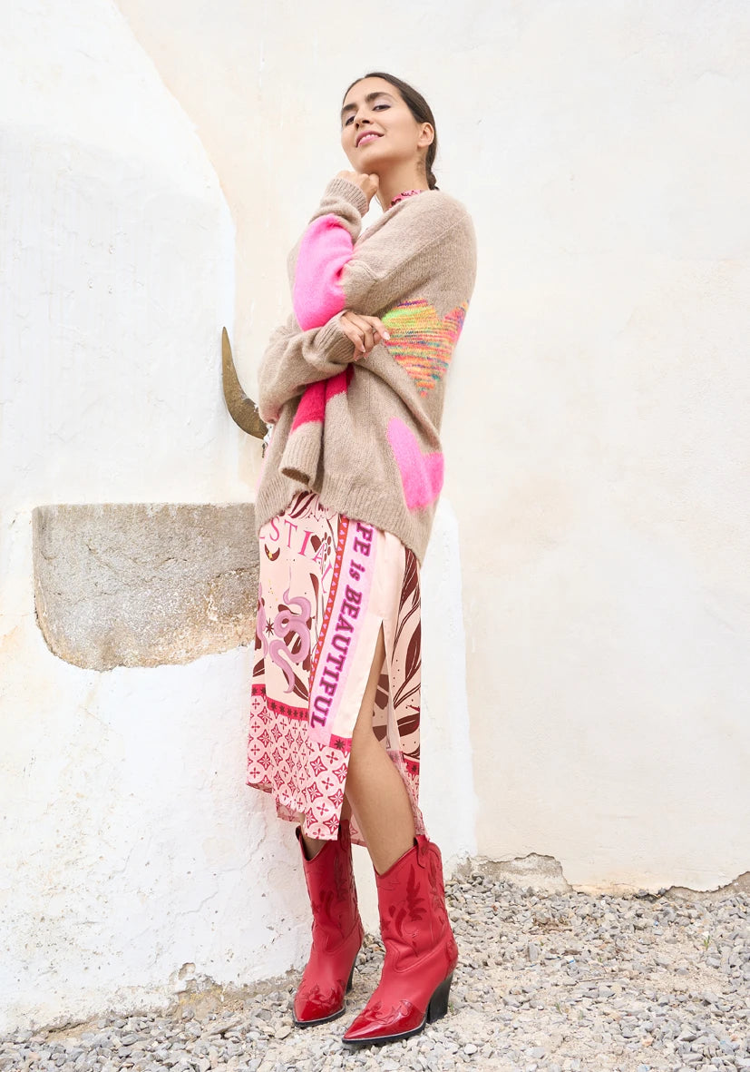 Miss Goodlife Cardigan Hearts – sand