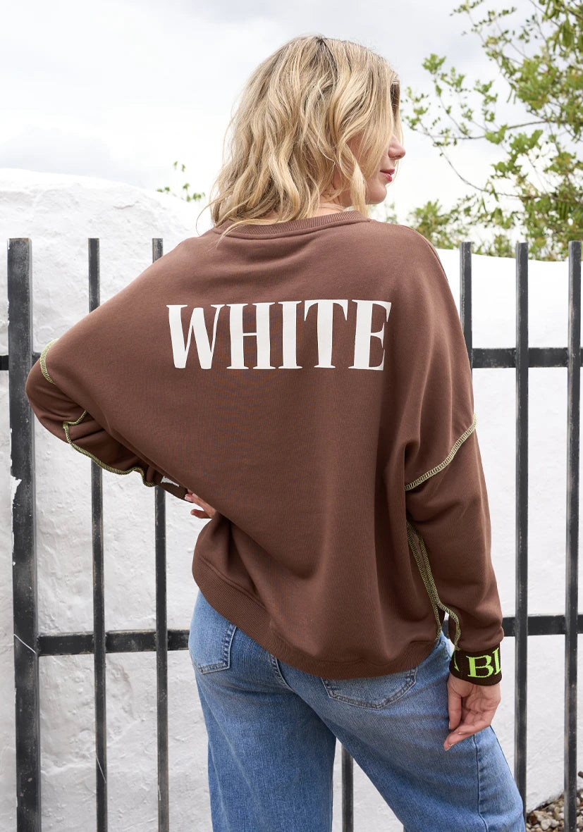 Miss Goodlife Pullover Roundneck Black and White – chocolate