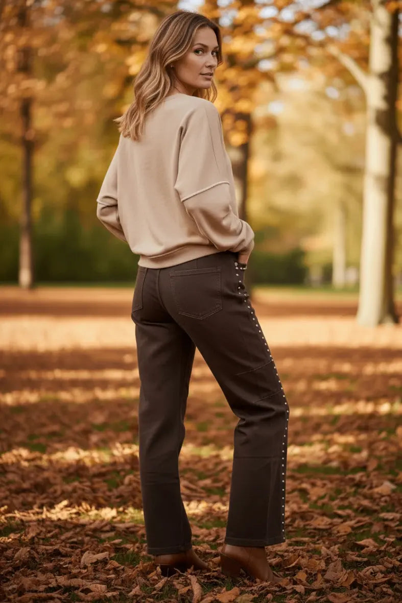 Miss Goodlife Ballon Jeans Studs – chocolate