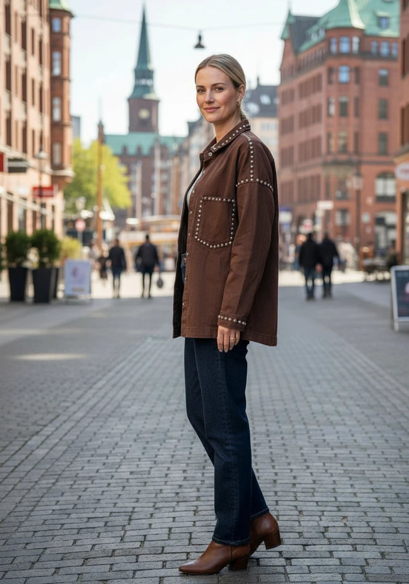 Miss Goodlife Jeans Bluse Studs – chocolate