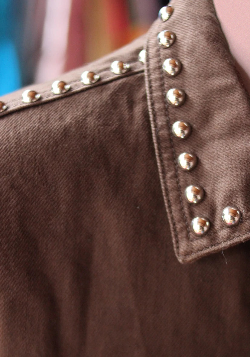 Miss Goodlife Jeans Bluse Studs – chocolate