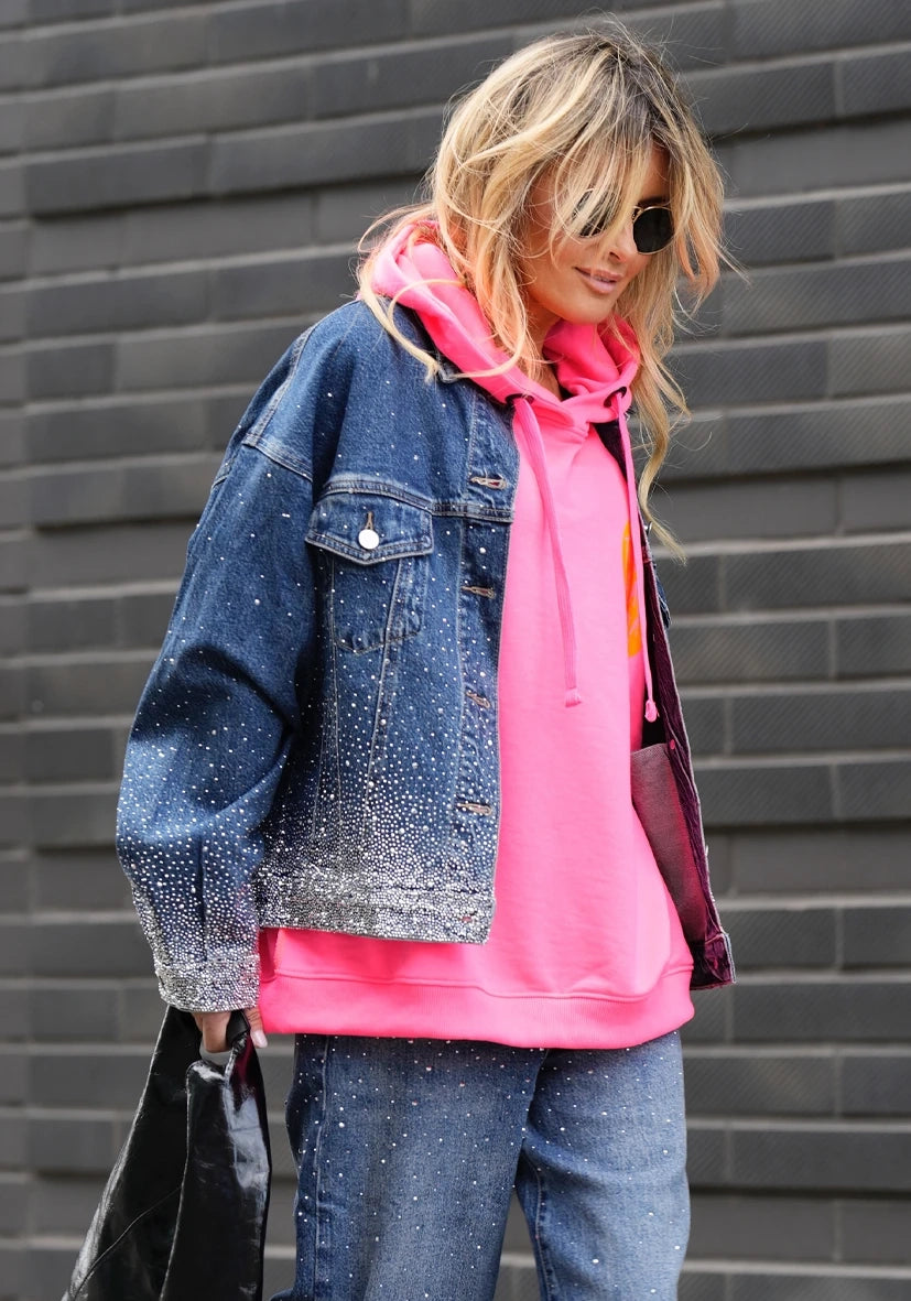 Miss Goodlife Jeans Jacket Glitter – blue