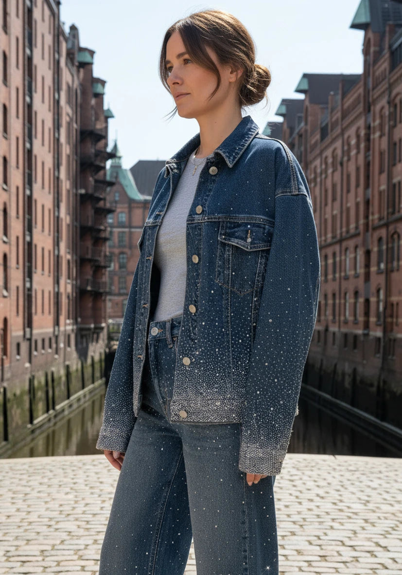 Miss Goodlife Jeans Jacket Glitter – blue