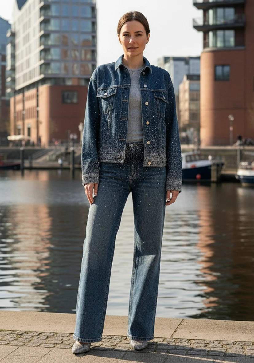 Miss Goodlife Jeans Jacket Glitter – blue