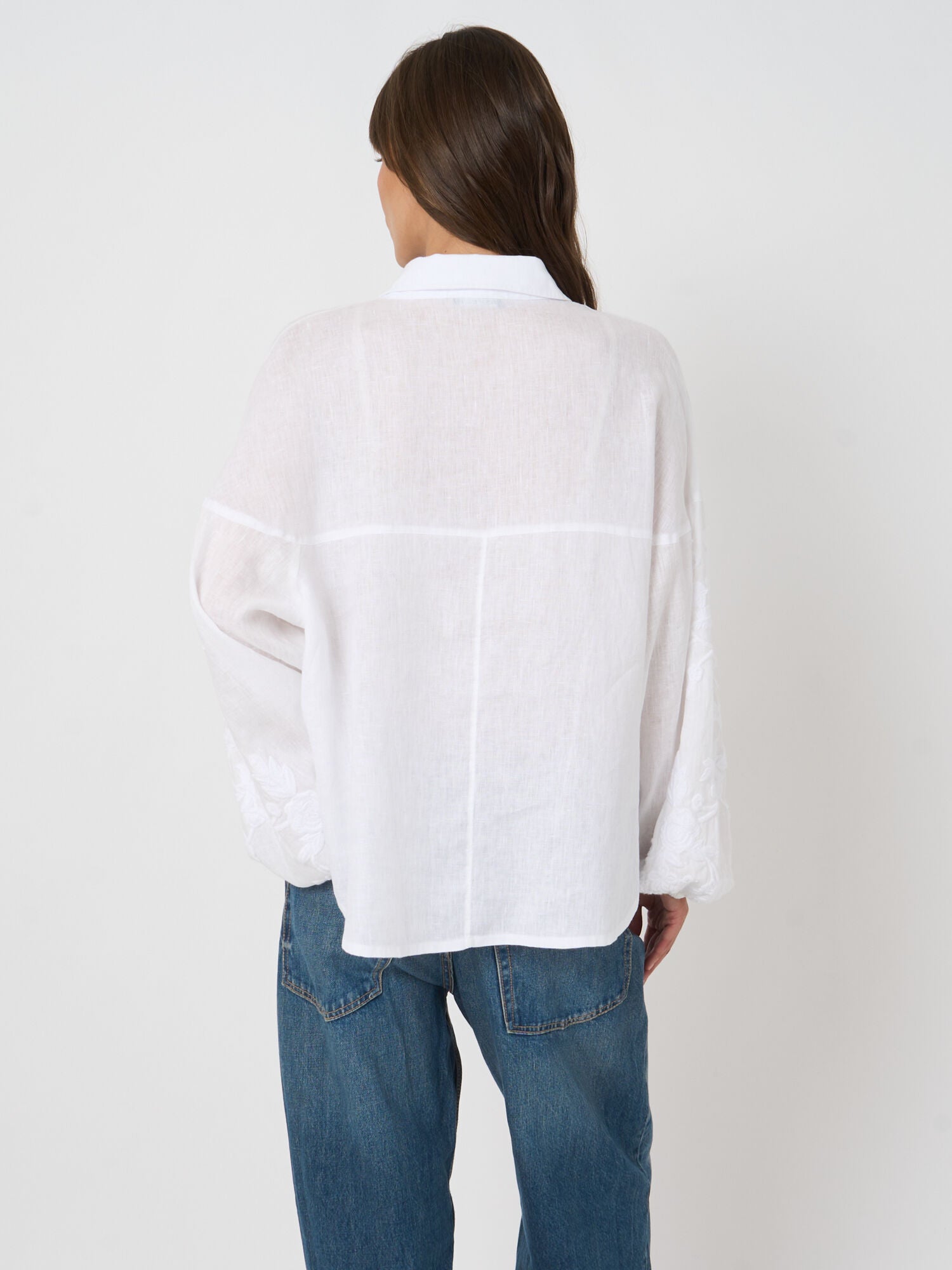 Repeat Handbestickte Leinen Bluse