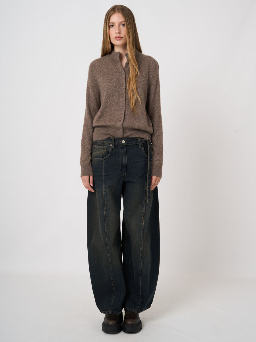 Repeat Cashmere Kaschmir-Seiden-Strickjacke Mit Stehkragen
