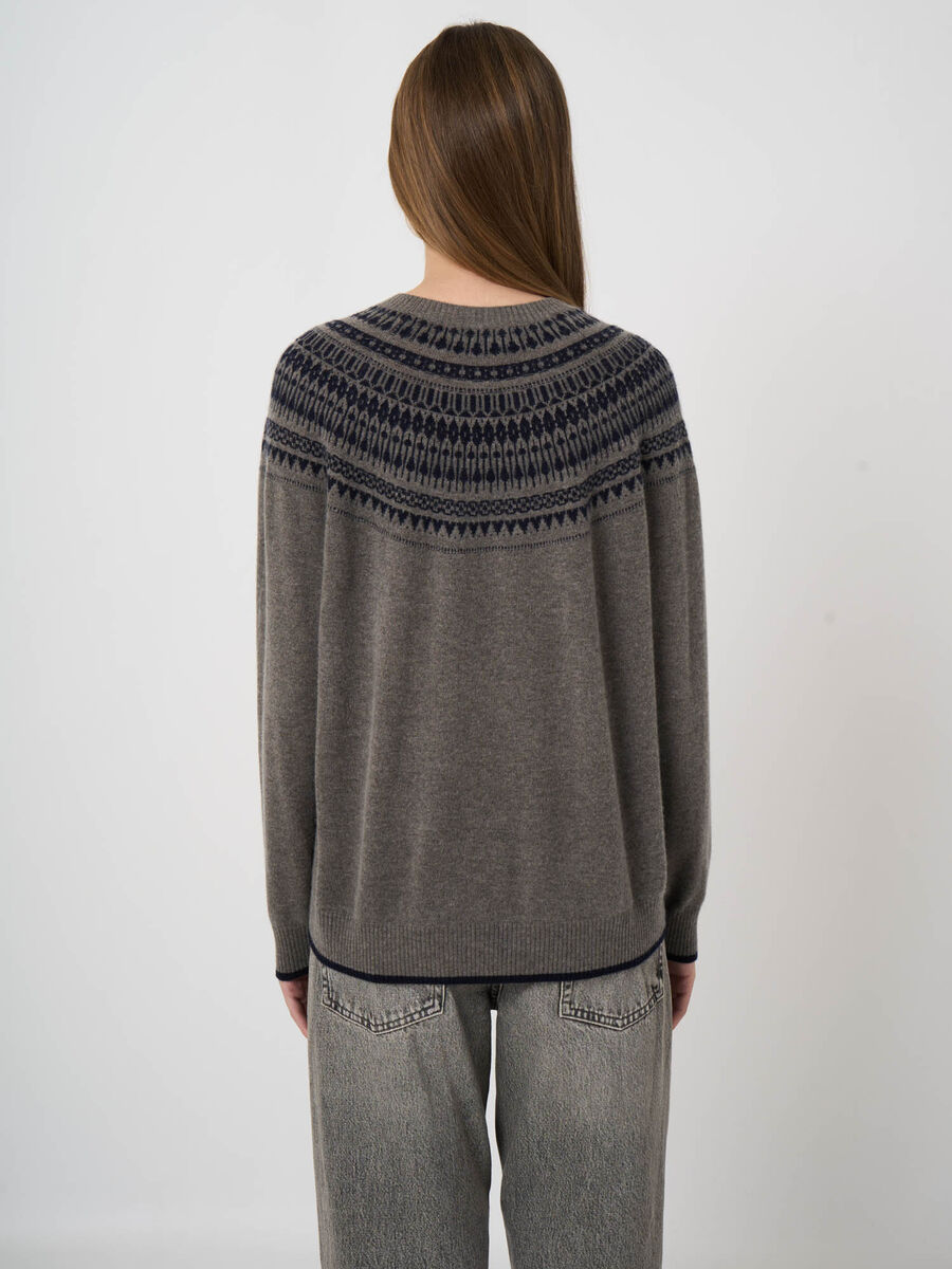 Repeat Cashmere Woll-Kaschmir-Feinstrickpullover Mit Intarsienpasse