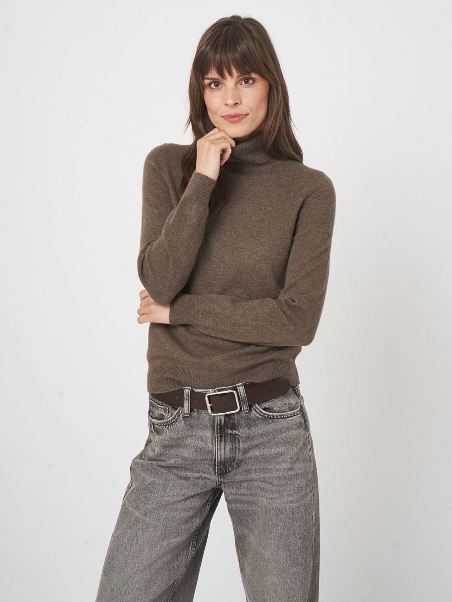Repeat Cashmere Sand Basic-Rollkragenpullover Aus Bio-Kaschmir