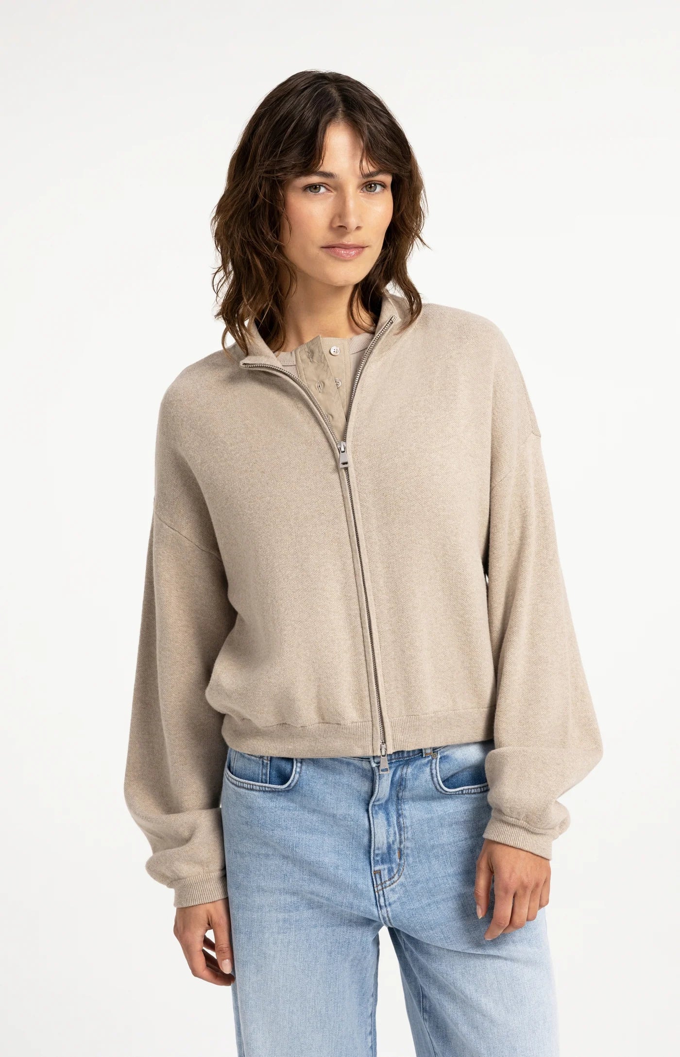 YAYA Strick-Cardigan mit Jacquardmuster und Reißverschluss