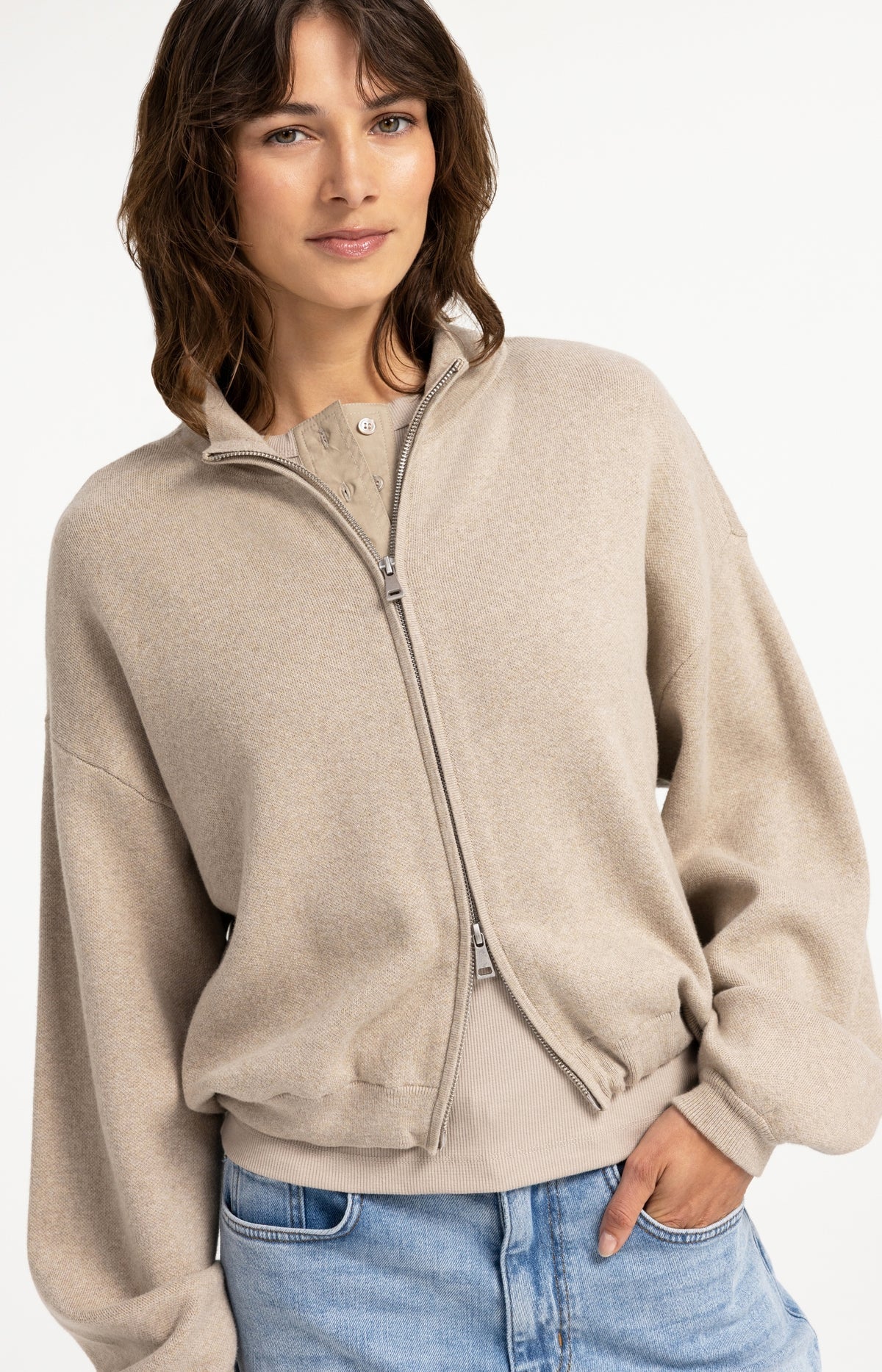 YAYA Strick-Cardigan mit Jacquardmuster und Reißverschluss