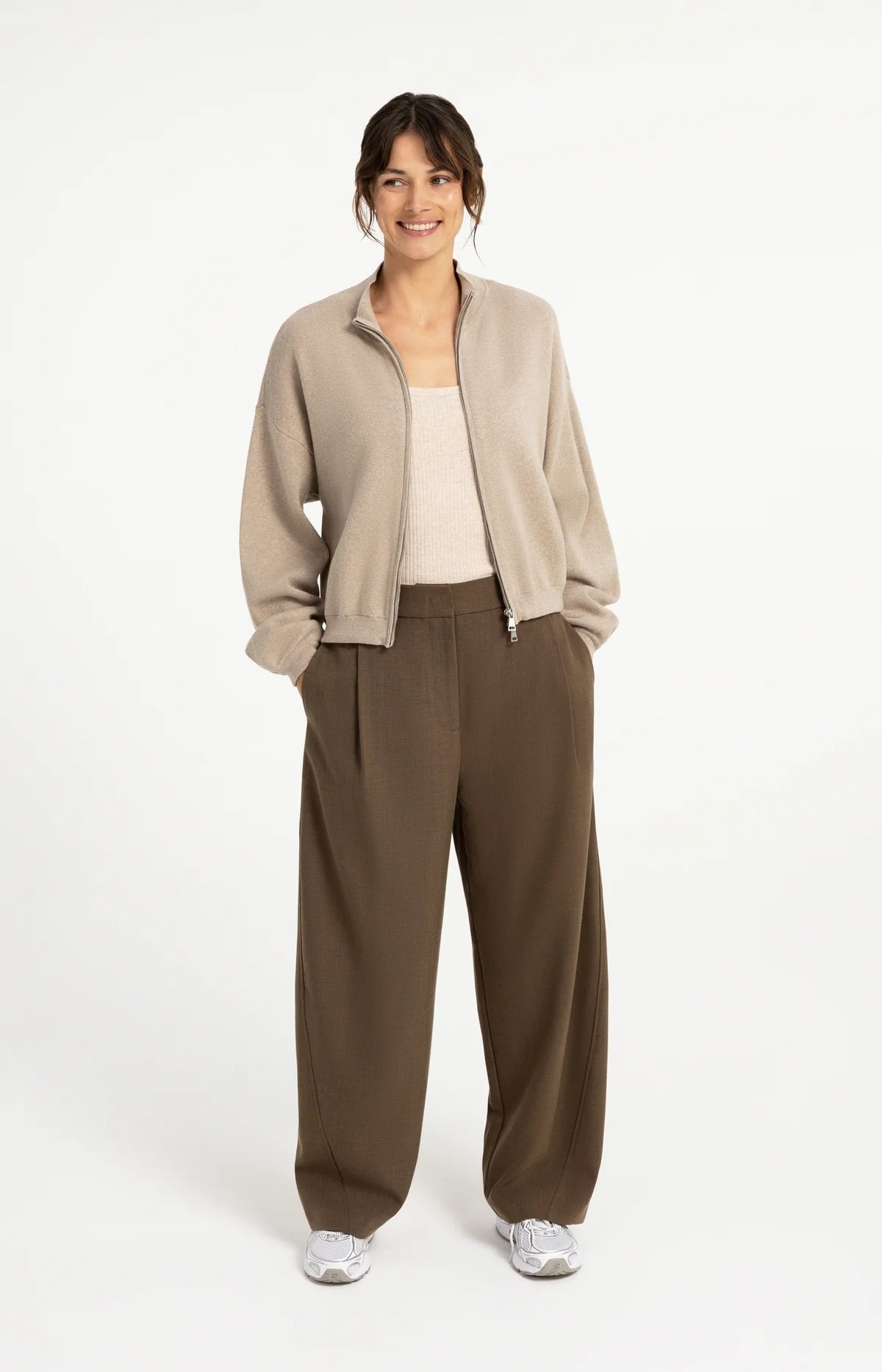 YAYA Strick-Cardigan mit Jacquardmuster und Reißverschluss