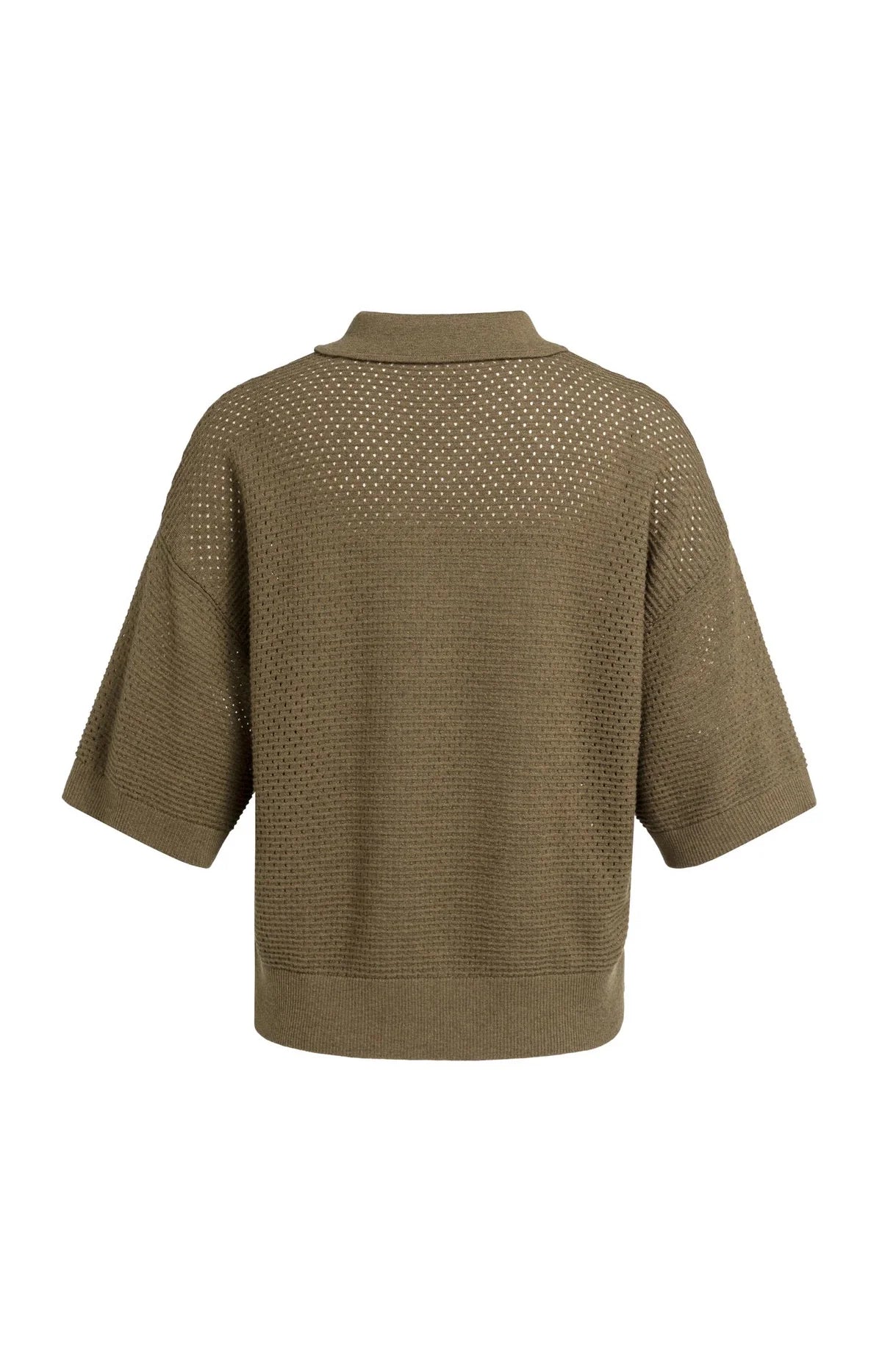 YAYA Locker gestrickter Kurzarm-Cardigan mit Kragen