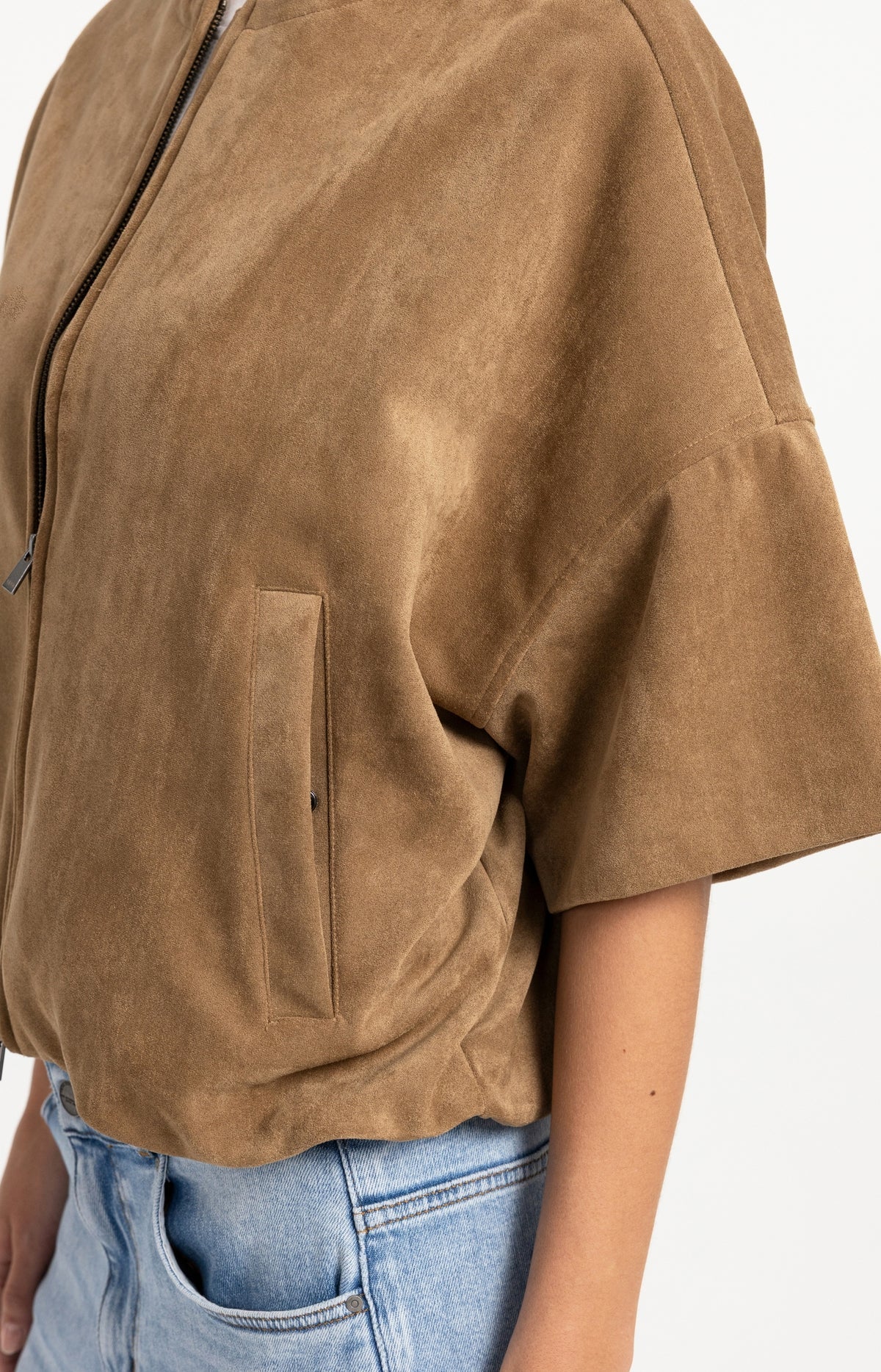 YAYA Kurzärmelige Oversize-Jacke aus Velourslederimitat