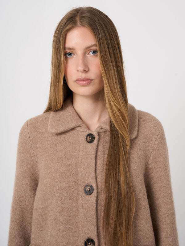 Repeat Boxy-Strickjacke Aus Wolle Und Alpaka Mit Polokragen