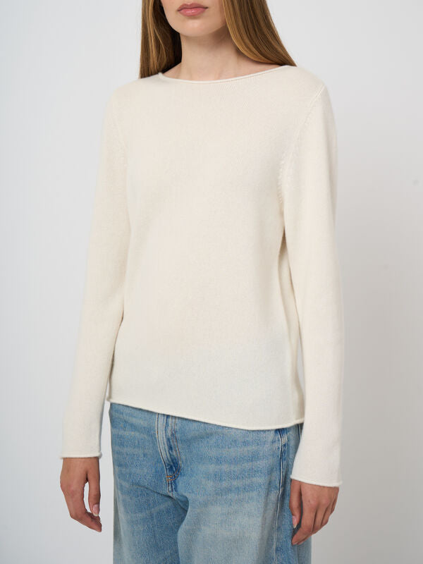 Repeat Cashmere Mittelschwerer Kaschmirpullover Mit U-Boot-Ausschnitt