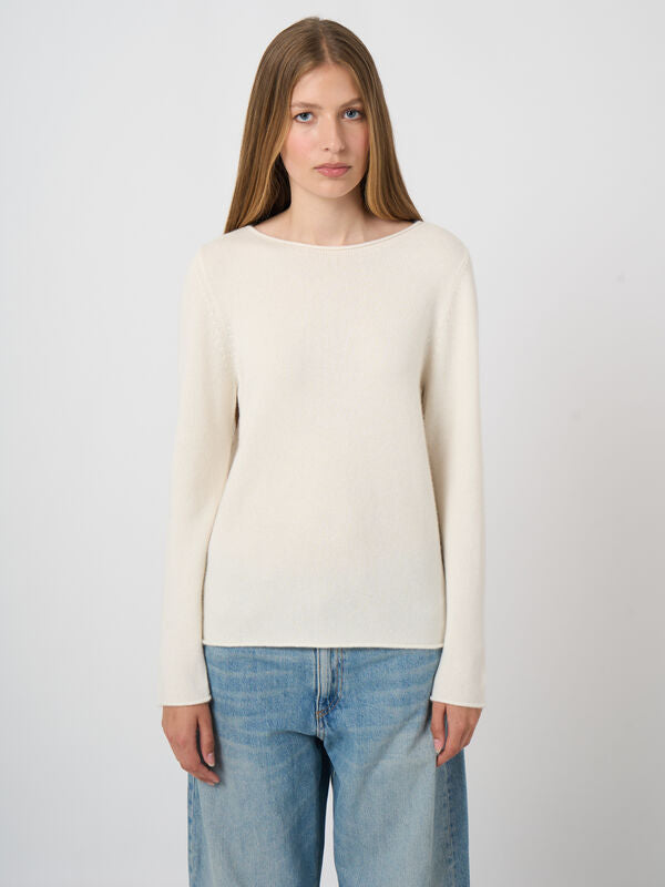 Repeat Cashmere Mittelschwerer Kaschmirpullover Mit U-Boot-Ausschnitt