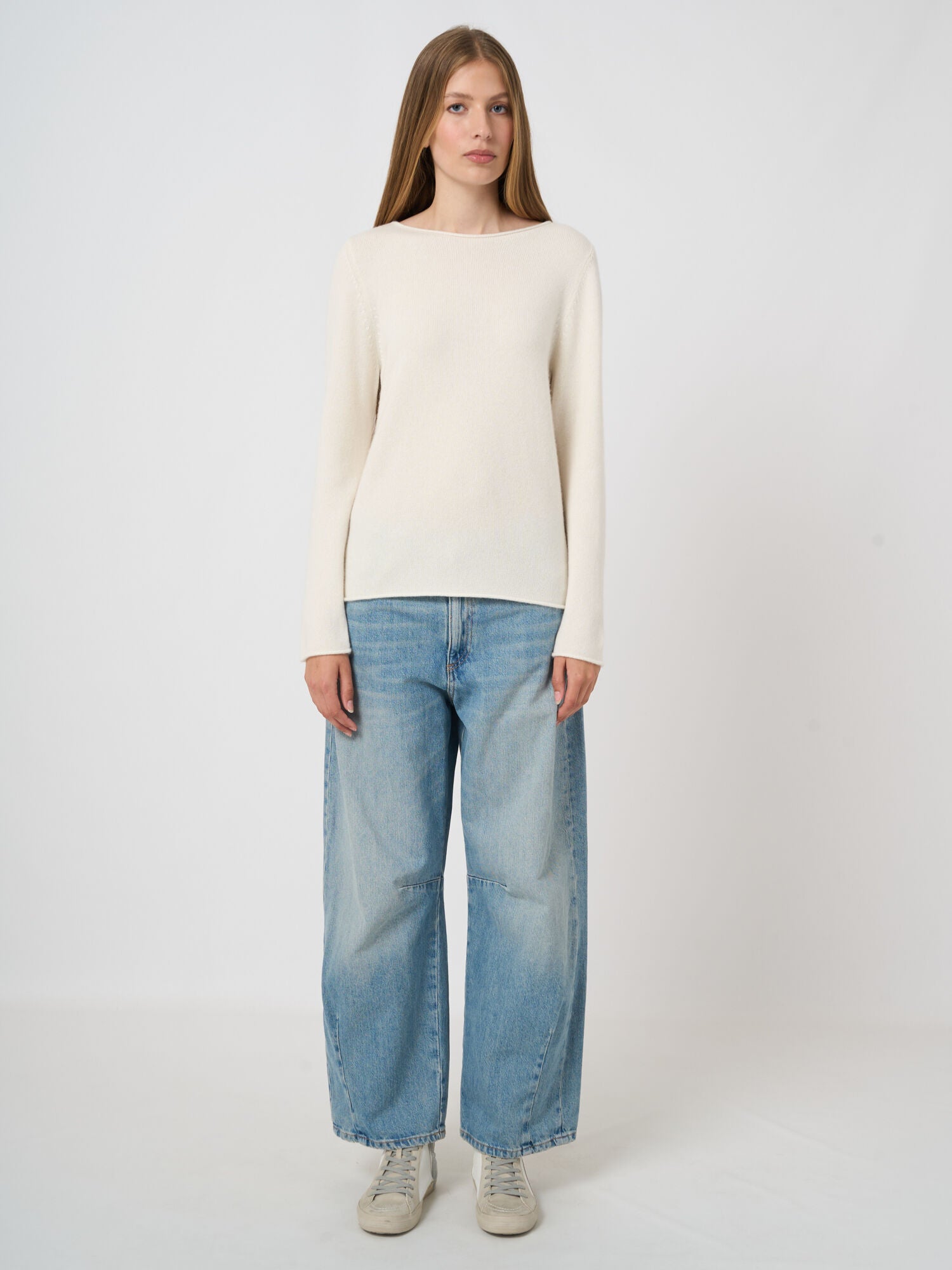 Repeat Cashmere Mittelschwerer Kaschmirpullover Mit U-Boot-Ausschnitt
