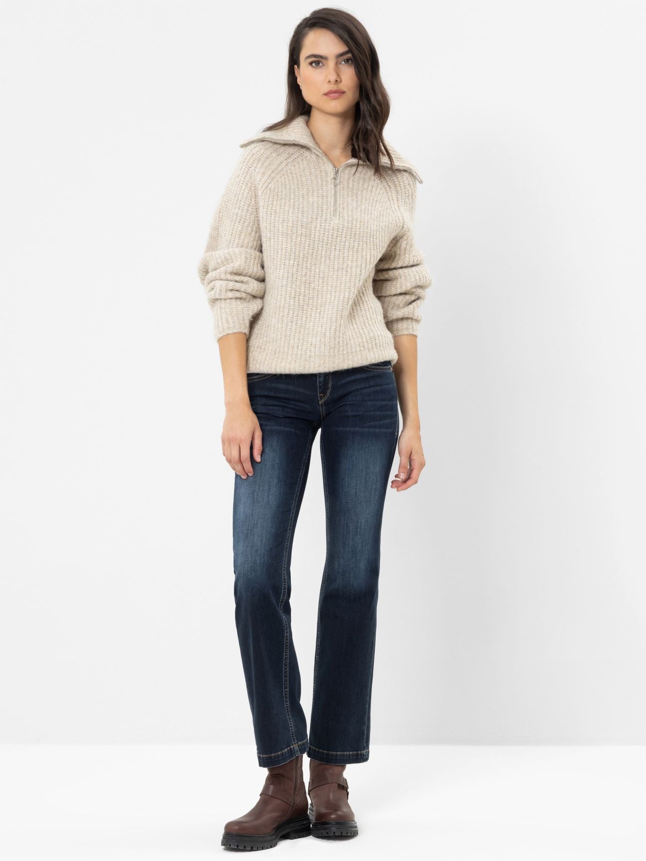 Herrlicher Edna Flared Jeans mit Recycelter Baumwolle Dark Sea