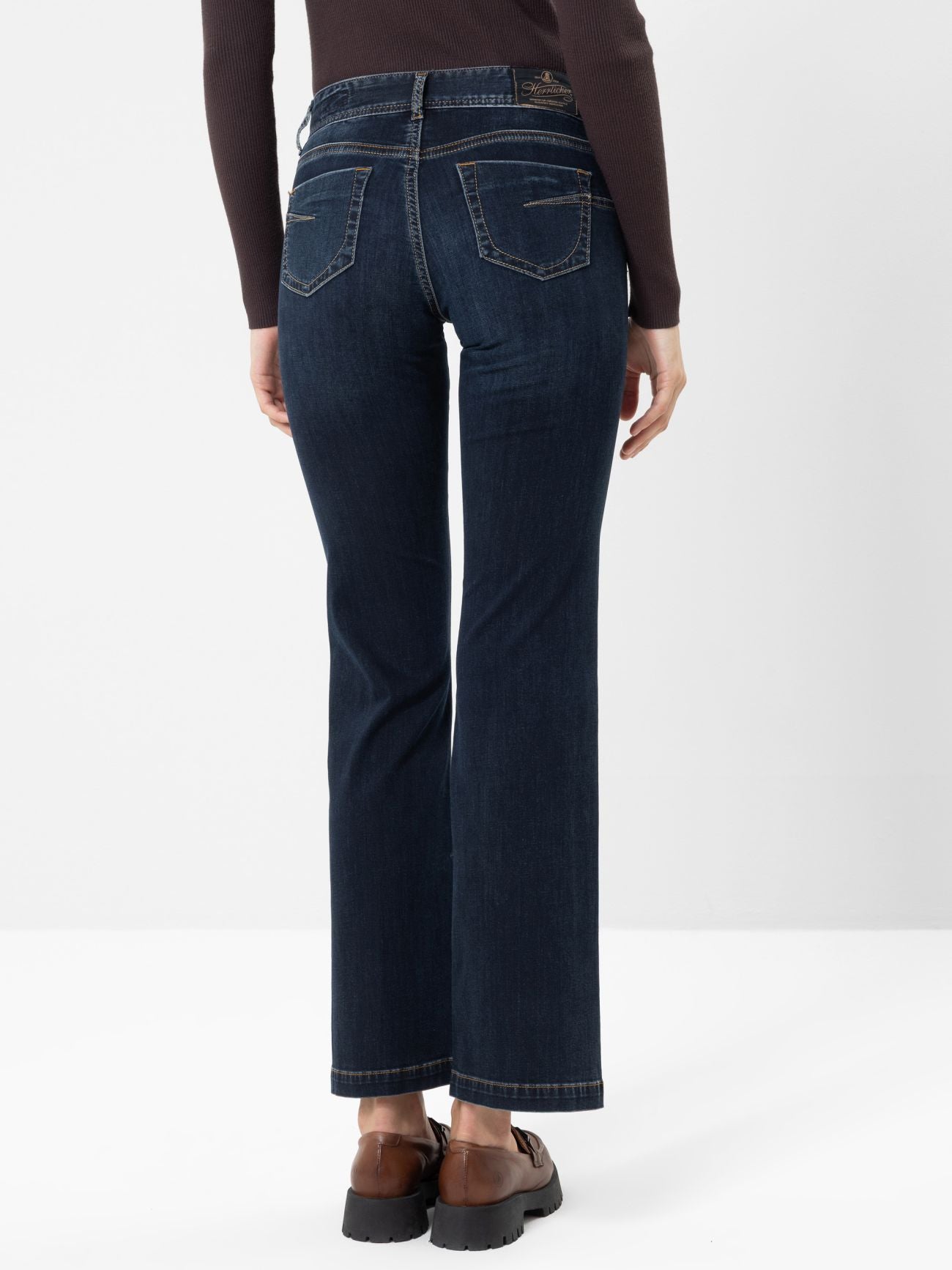 Herrlicher Edna Flared Jeans mit Recycelter Baumwolle Dark Sea
