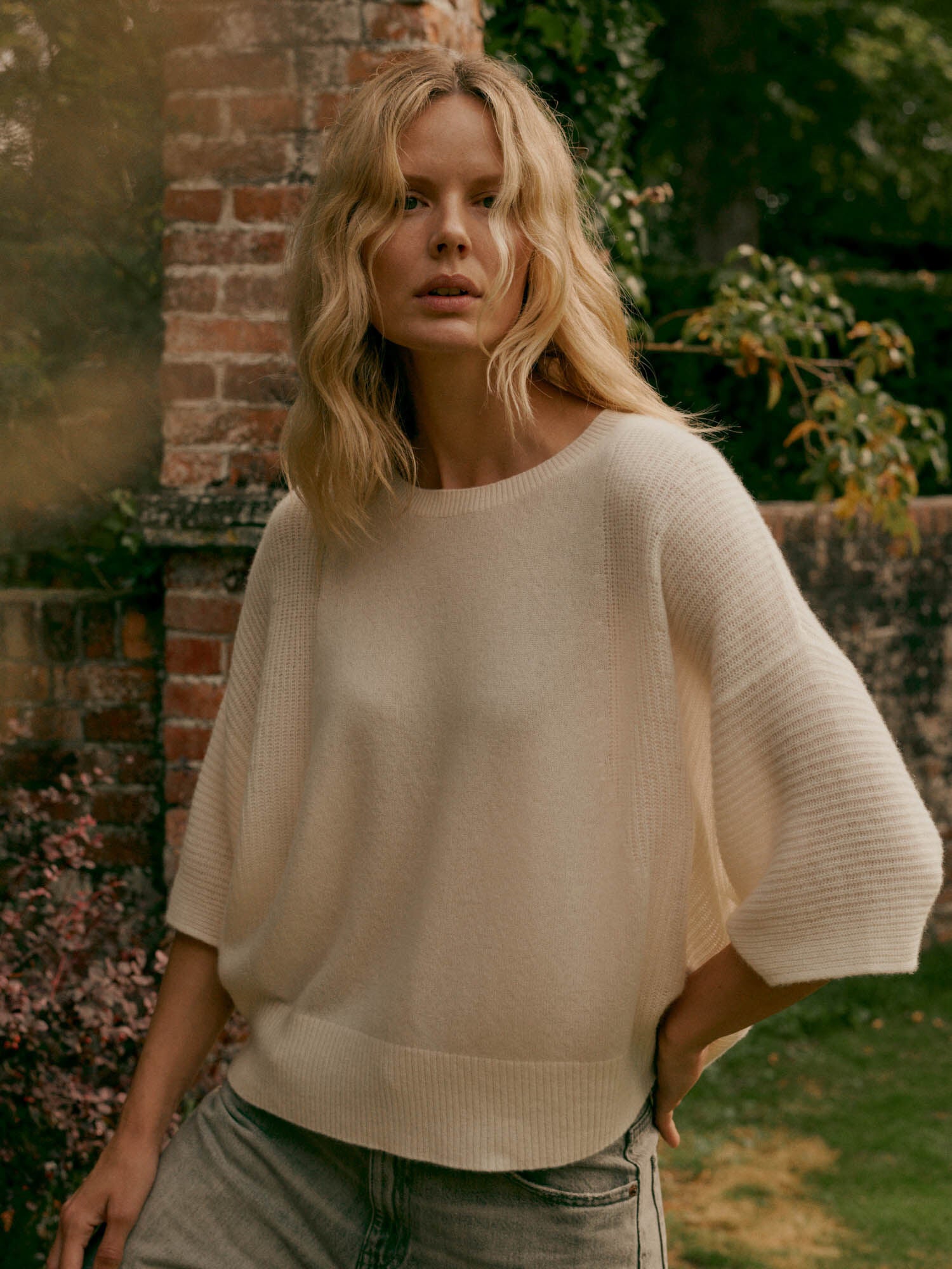 Repeat Cashmere Oversized Bio Cashmere Pullover Cream