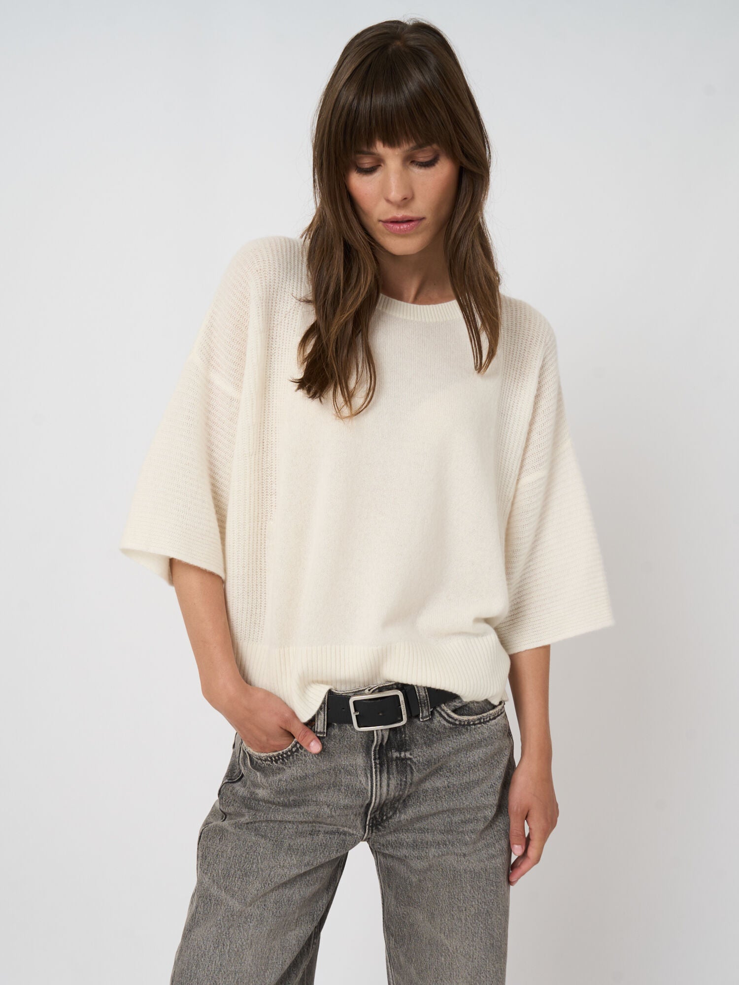 Repeat Cashmere Oversized Bio Cashmere Pullover Cream