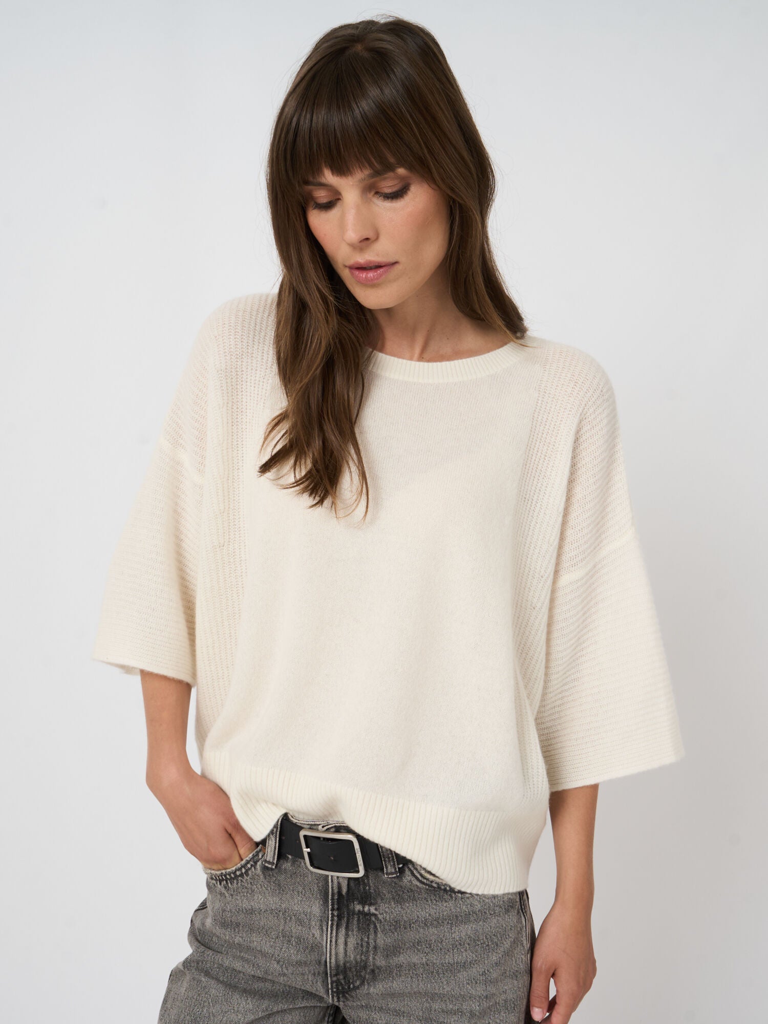 Repeat Cashmere Oversized Bio Cashmere Pullover Cream